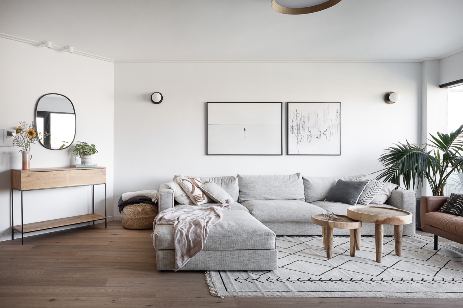A calm, light-filled living room designed by Lisa Sharabani